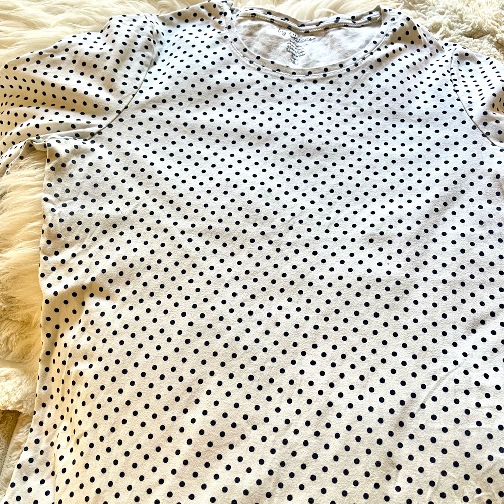 Chico's Black and White Polka Dot Short Sleeve Tee